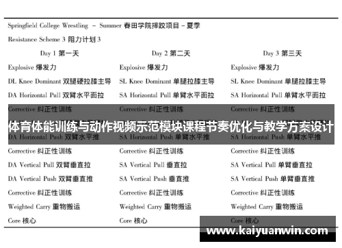 体育体能训练与动作视频示范模块课程节奏优化与教学方案设计