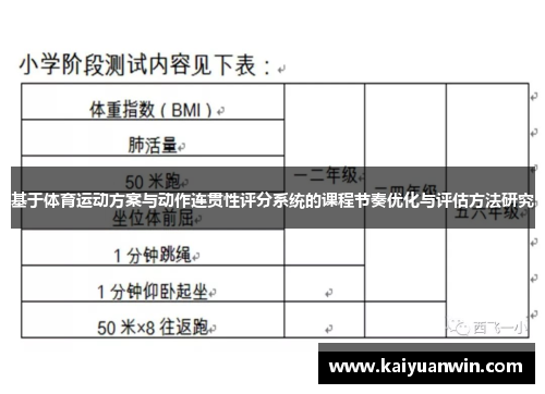 基于体育运动方案与动作连贯性评分系统的课程节奏优化与评估方法研究